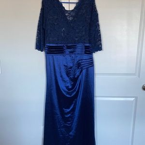Navy Blue lace Ball Gown